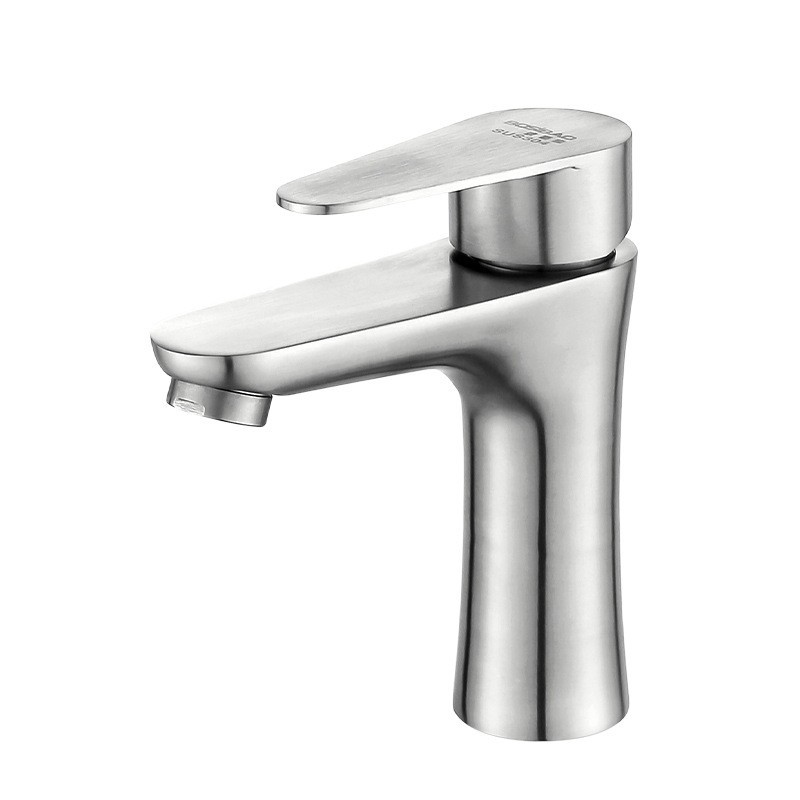 Factory direct 304 stainless steel hot and cold basin faucet small waist single cold faucet wash basin faucet