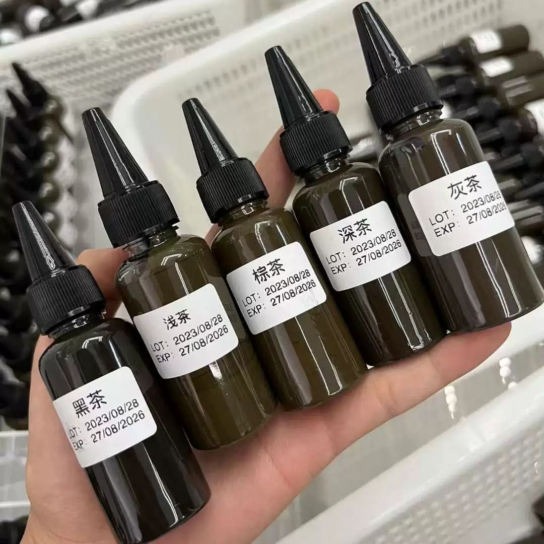 New 30ml large bottle brown black tea dark tea tattoo embroidery color material eyebrow eye lip finishing makeup no Red no hair blue milk