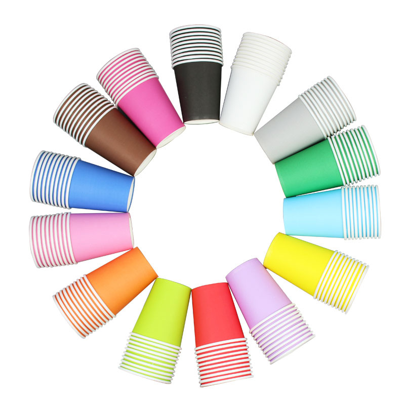 Color paper cup kindergarten handmade DIY disposable paper cup 250 ml thick wholesale mixed color Red Yellow Black White