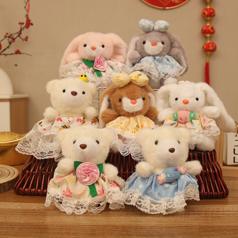 Новая 4-дюймовая подвеска в виде медведя с юбкой из пряжи, плюшевая игрушка, брелок, оптовая продажа