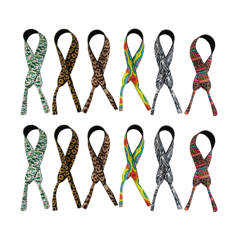 Neoprene rubber eye chain glasses fixing belt cross-border diving material glasses lanyard double-sided color sunglasses belt