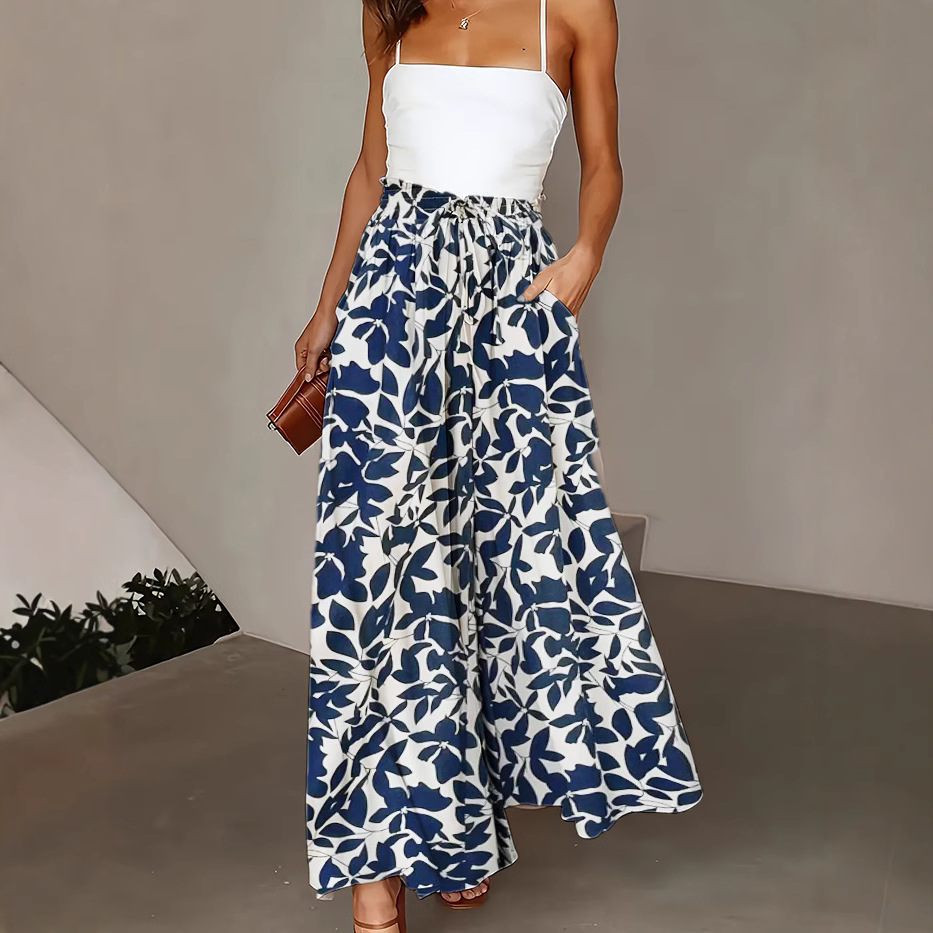 European and American Cross-border Independent Station Casual Pants Solid Color Commuter Fashion Women's plus size Women's High Waist Slim-fit Wide Leg Pants