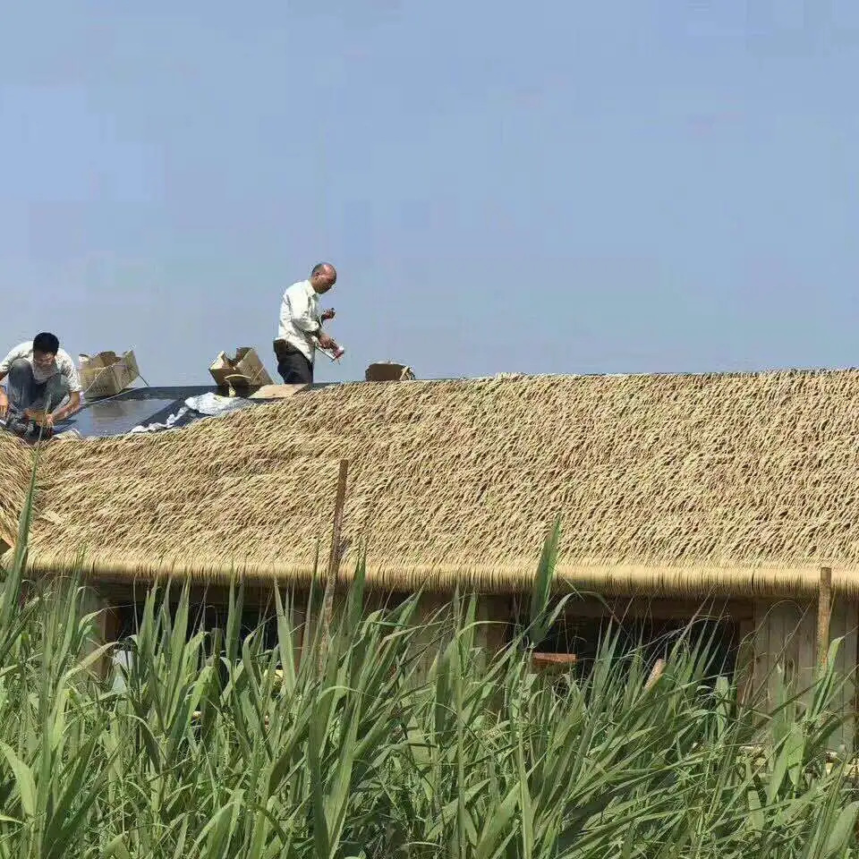 Simulated Thatched Tiles Aluminum Alloy Fake Thatched Farmhouse Stone Pavilion Thatched Roof Decoration Fireproof and Anti-Corrosion