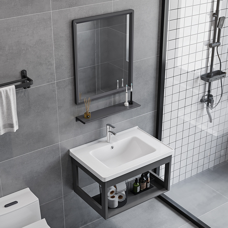 Small Apartment Washbasin Wall-mounted Ceramic Wash Basin Cabinet Combination Bathroom Washbasin Balcony Washstand Household