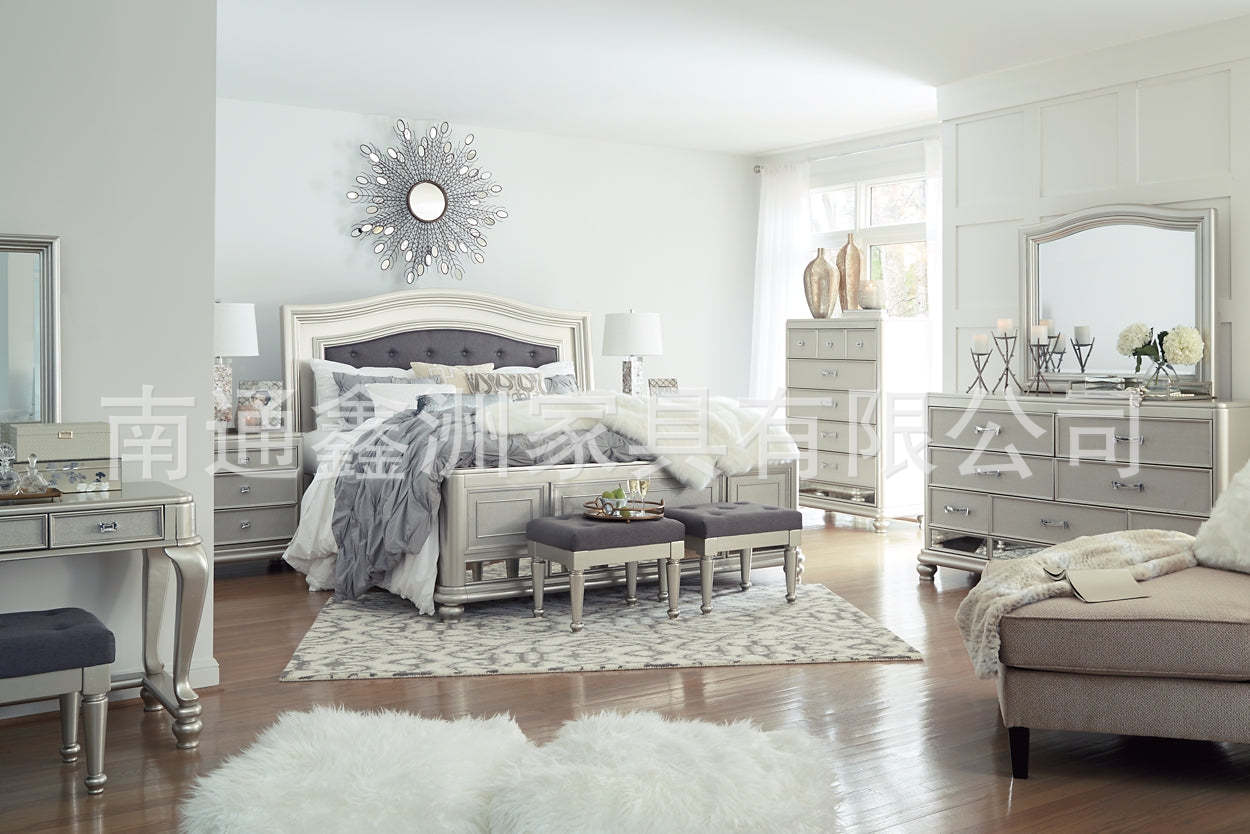 American Style Solid Wooden Bed Light Luxury Modern Simple Homestay 1.8 m Double Master Bedroom Wedding Bed Home 1.5 m Single Bed