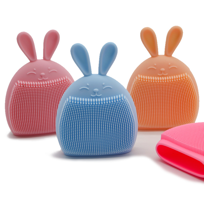 Cross-Border Cute Rabbit Shaped Face Wash Brush Silicone Facial Cleansing Brush Set Deep Cleaning Manual Massage Soft-Bristled Portable Brush