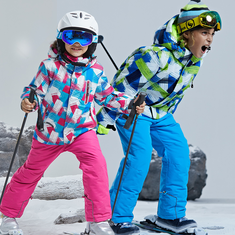 Korean Kidsren's Ski Clothing Set Girls Outdoor Thickeneded Waterproof and Windproof Boys Baby Ski Clothing and Pants Equipment Trendy