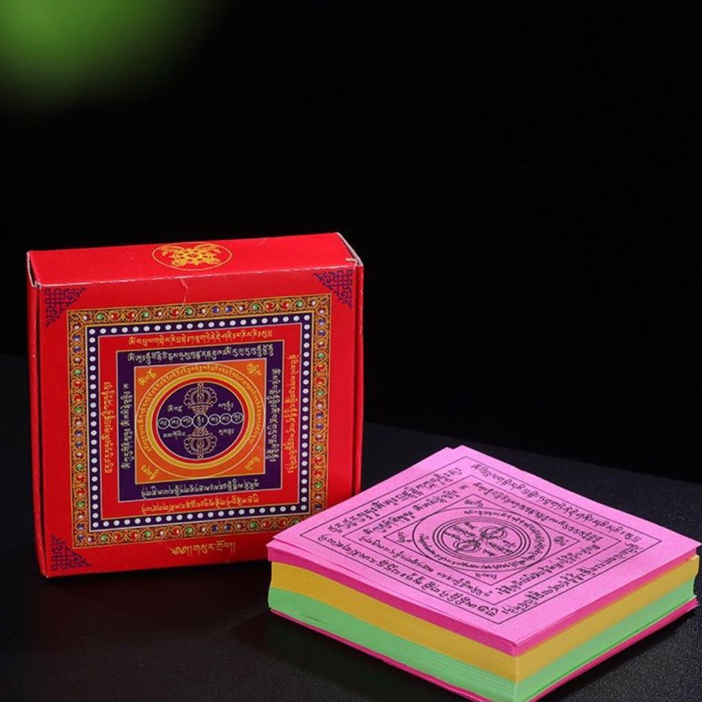 Шестиканальный алмазный образ, дым, огнеобеспечивающая бумага, шестиканальная алмазная бумага, красная, зеленая и желтая трехцветная печатная бумага, тибетские принадлежности