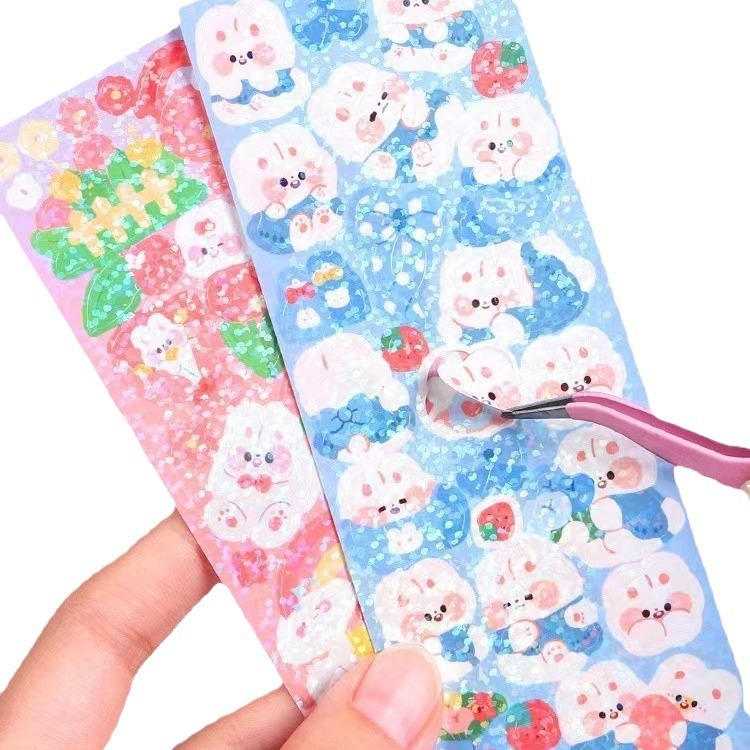 Original Korean version of goo card suit laser goo card stickers cute cartoon children's hand account stickers hand account stickers wholesale