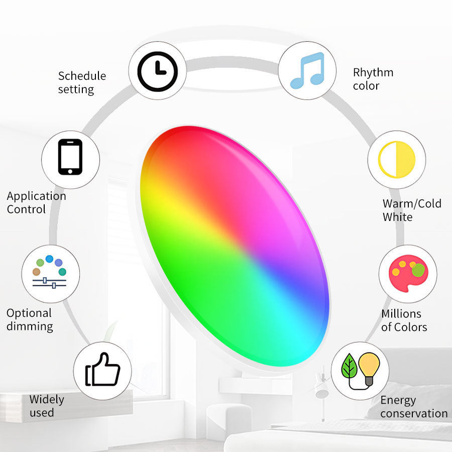 Graffiti WIFI smart ceiling light Alexa Google ultra-thin simple WIFI RGBCW colorful bedroom light