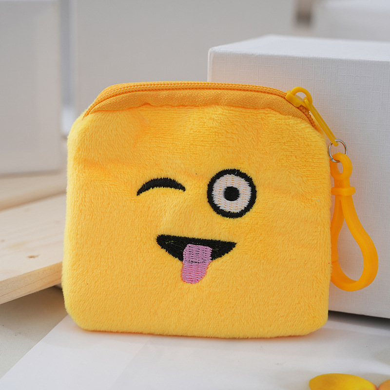 Creative Expression Pattern Expression Zipper Cute Universal Embroidered Change Seat Cartoon Cute Cartoon Small Bag Smiley Face Bag