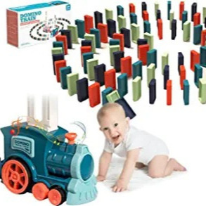 Amazon's Hot-Selling Domino Train Automatically Placed to Put Cards Electric Educational Toy Douyin Same Style
