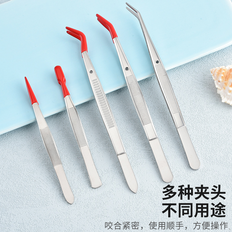 Extended Elbow Coin Tweezers Stainless Steel Banknote Stamp Clip Zodiac Commemorative Coin Tweezers Collection Tool