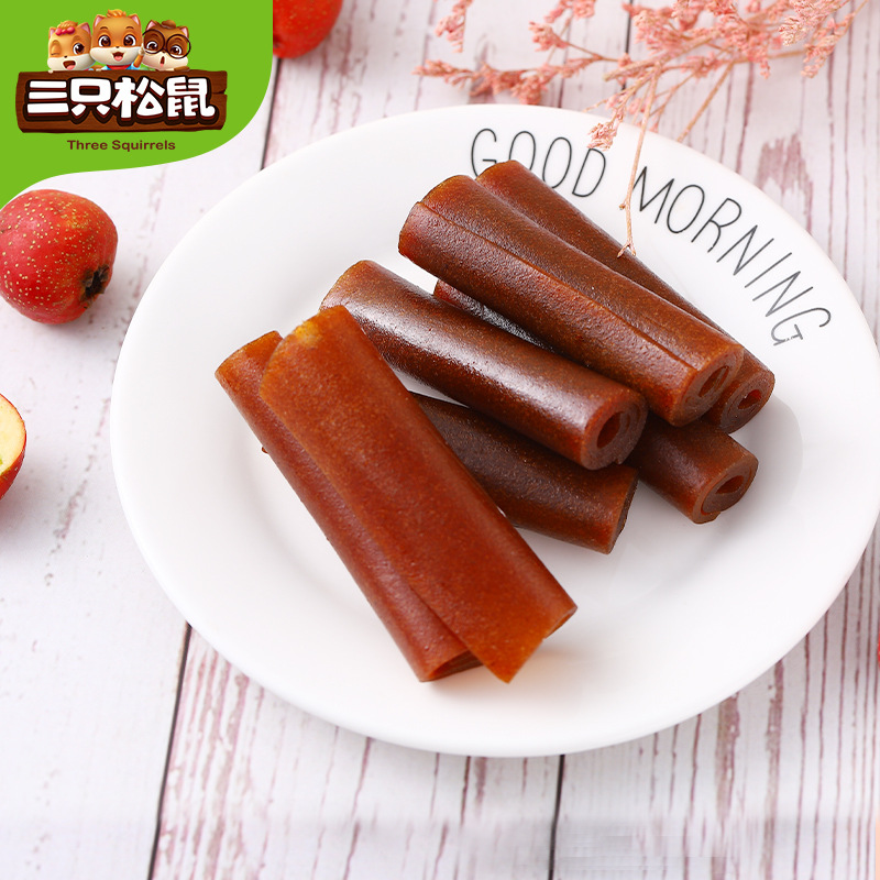 [Рулон фруктовой корки Три белки 208Г/пакет] Закуска Сохраненные фрукты Конфетный рулон Ломтики боярышника