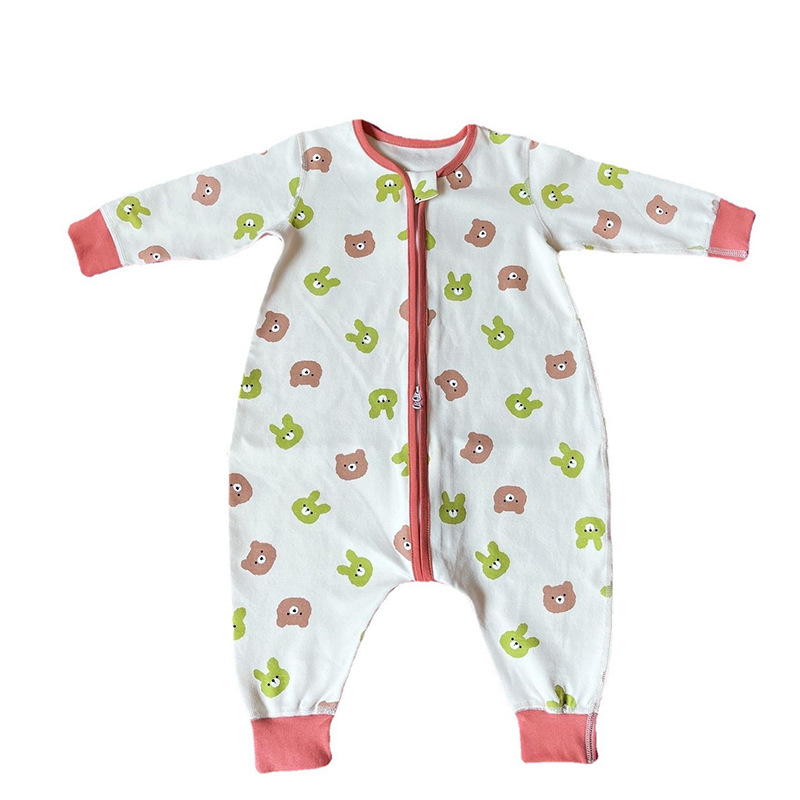 Baby Sleeping Bag Spring and Autumn Baby Boneless Anti-kick Quilt Cotton Leg Split Winter Boys' Girls' Four Seasons Children's Jumpsuit
