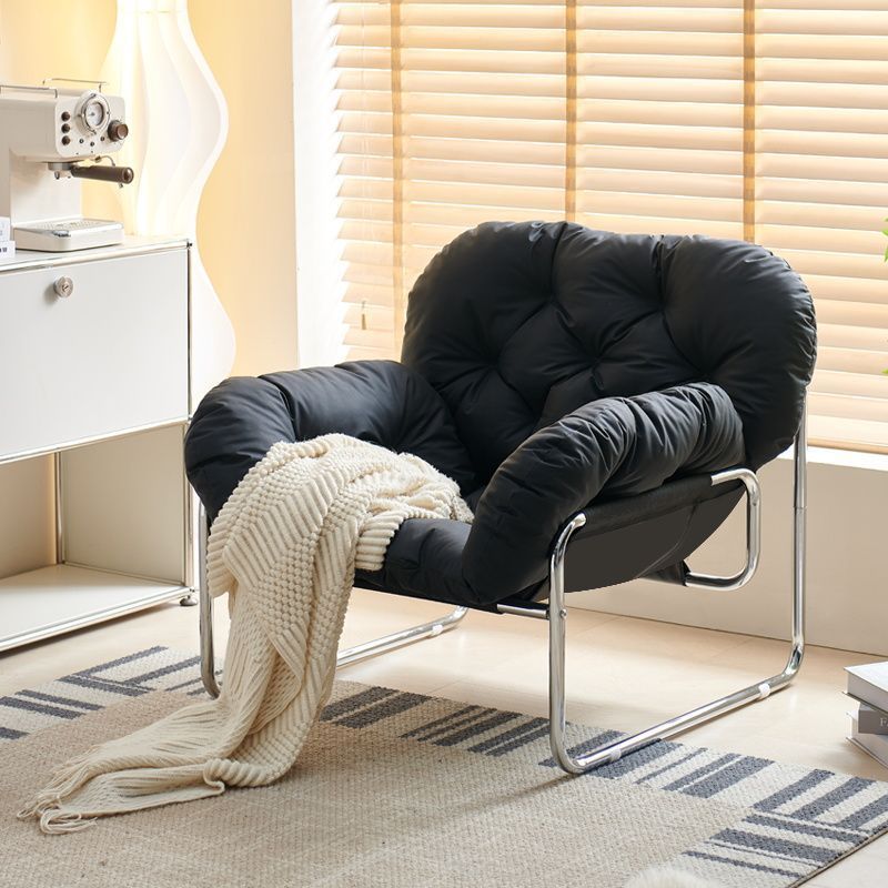 Single Sofa Chair Minimalist Light Luxury Designer Leisure Lounge Chair Cream Lazy Sofa Mid-Century Style Black Chair