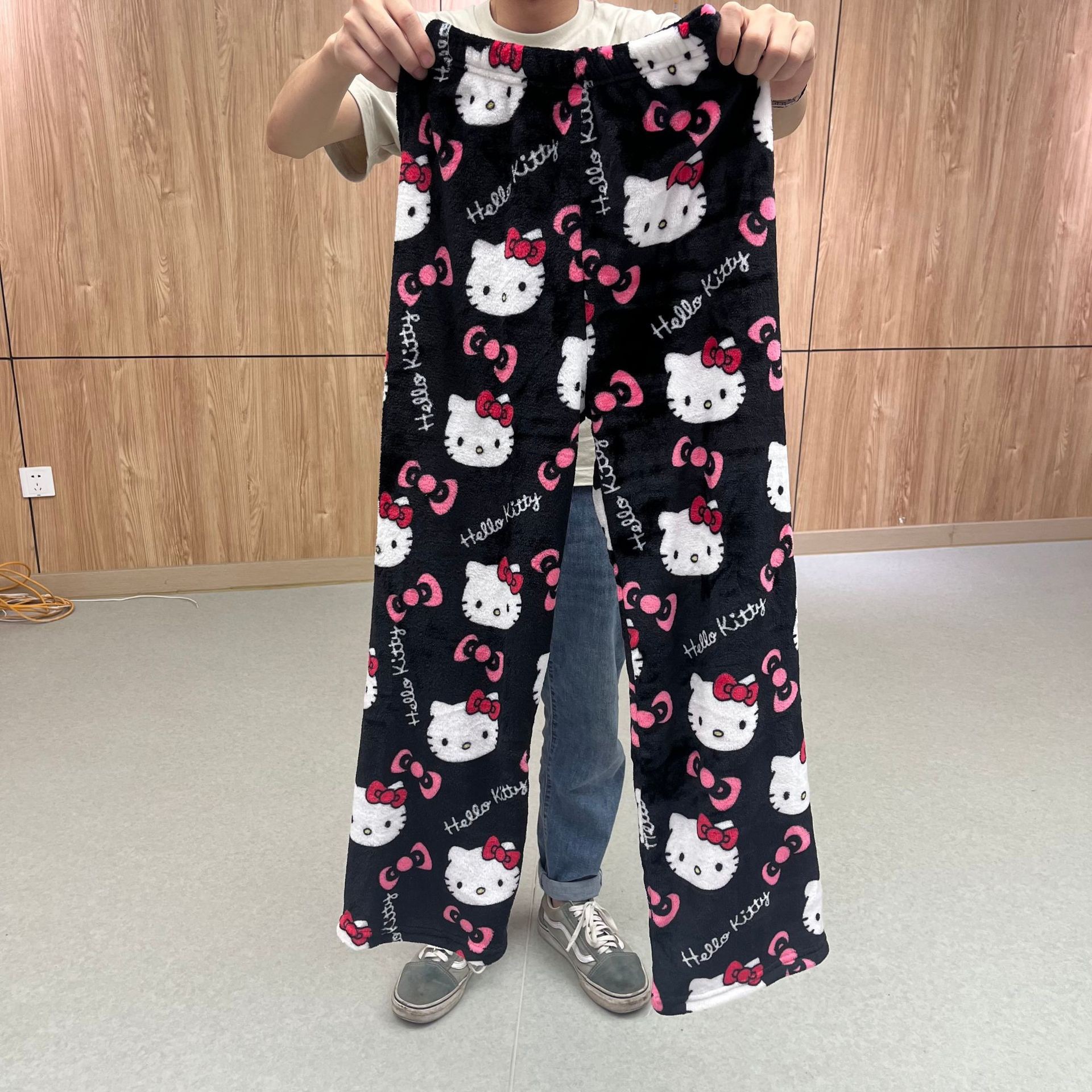 Foreign Trade AliExpress Cartoon Cat Christmas fleece-lined Pajama Pants Women's Casual Autumn and Winter Flannel Pants Home Wear