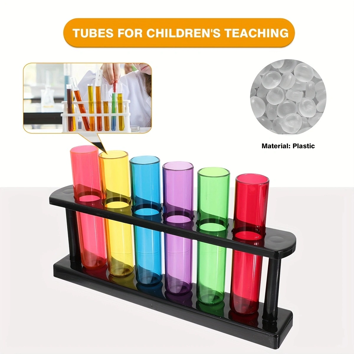 Cross-border children Macaron color toy plastic transparent set of six test tubes