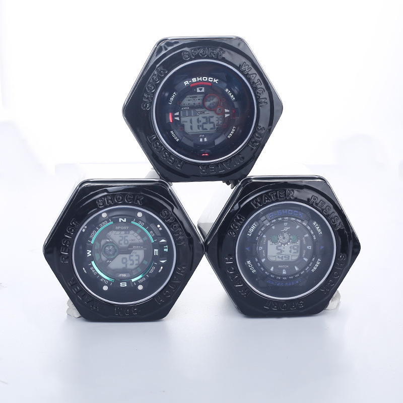 Black Hexagon Iron Box Sports Watch Packaging Box Gift Storage Box Wristwatch Gift Box logo