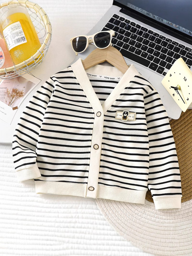 New Boys and Girls Autumn Korean-style Striped All-match Foreign Jacket Autumn Long-sleeved Children's Top