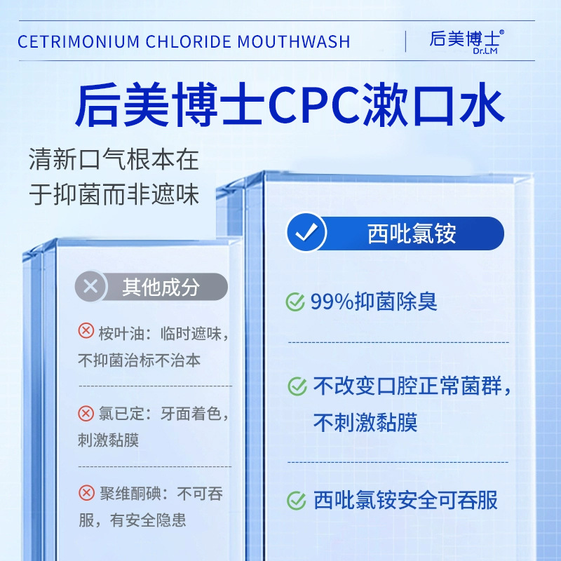 Dr. Houmei's Ammonium Chloride Mouthwash Cpc Mouthwash 0.08% Deodorizing Gum Protection Antibacterial Fresh Breath