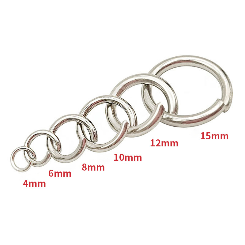 Multi-Specification 304 Stainless Steel Open Ring DIY Handmade Jewelry Accessories Single Circle Necklace Key Connection Hanging Ring C Ring