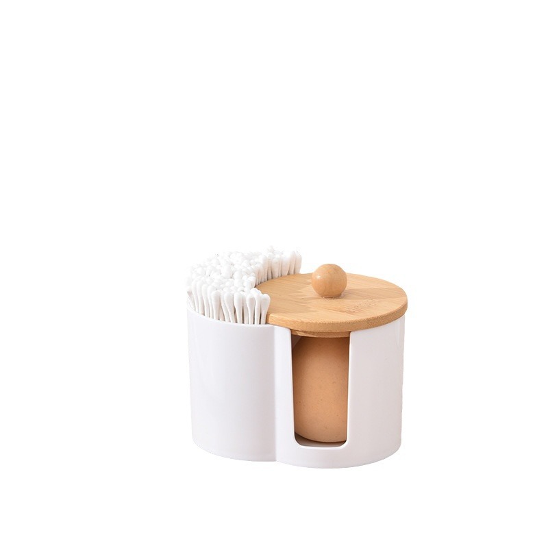 Cotton swab storage box PS portable double hole round container makeup cotton puff storage box cotton swab makeup remover cotton box