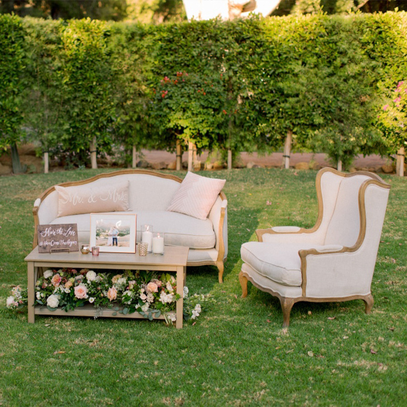 American Style Solid Wood Sofa European Style French Country Pastoral Style Rattan Casual Restaurant Cafe Homestay Vintage Furniture