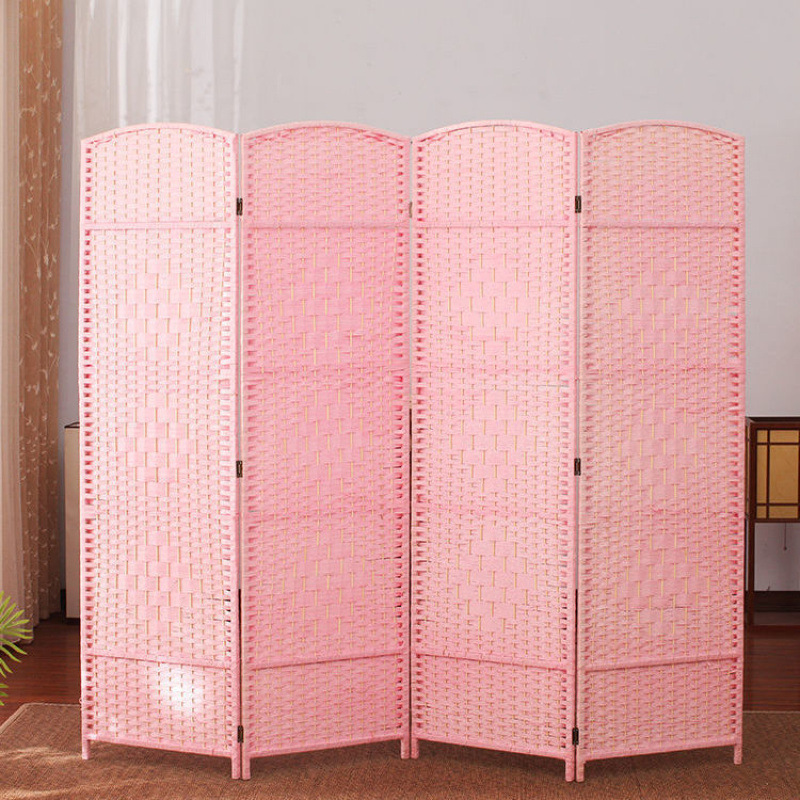 Woven Rattan Screen, Hand-Folded Partition, Solid Wood, Fashionable Hotel Entrance, Living Room, Bedroom, Mobile Folding Screen, Simple Factory