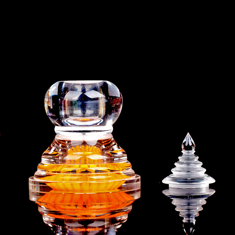 W-Shaped Lotus Style Acrylic Stupa Crystal Pagoda with Hidden Ornaments for Worshiping Bodhi Tower Nectar Vase Natural
