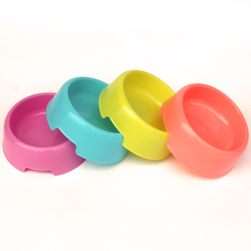 Wholesale Practical Plastic Pet Bowl Candy Color Dog Bowl Round Single Bowl Cat Bowl Pet Food Bowl Rice Bowl