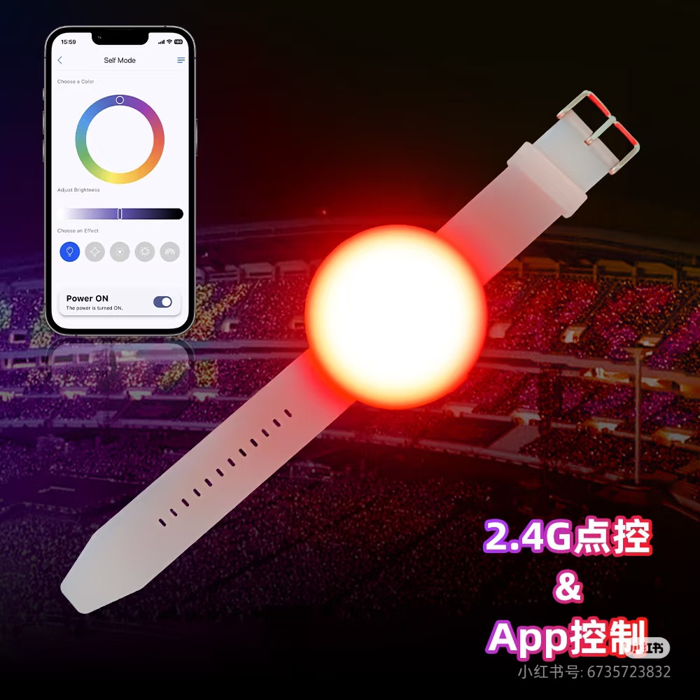 Remote Control 15-Color Luminous Bracelet Adjustable Wristband 2.4g Point Control Music Festival Support Led Watch Strap Bracelet Light