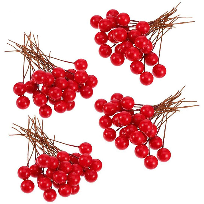 Simulation Red Fruit Berry Holly Fruit Christmas Red Ball Accessories Home Decoration Red Berry Cherry Fruit