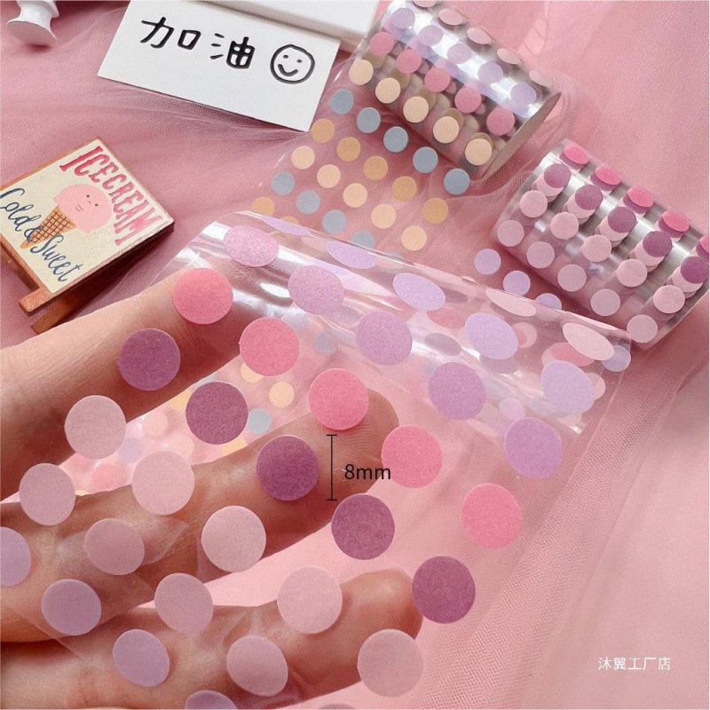 Colorful Basic Solid Color Polka Dot Sticker Tape Style Journal Washi Dot Sticker Journal Small Round Label