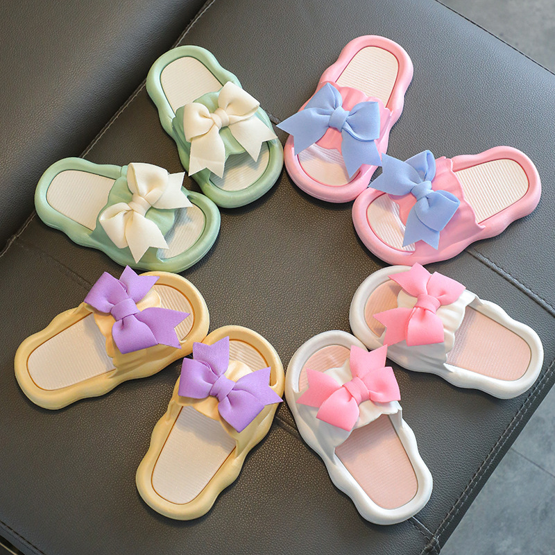 Children's Slippers Summer Girls Princess Bow Family Non-Slip Soft Bottom Outer Wear Fashionable Little Girl Slippers