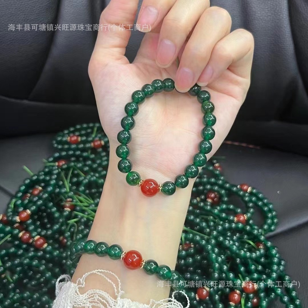 Натуральный зеленый агат, халцедон с красным агатом, женский браслет, оригинальный дизайн, онлайн-благосостояние