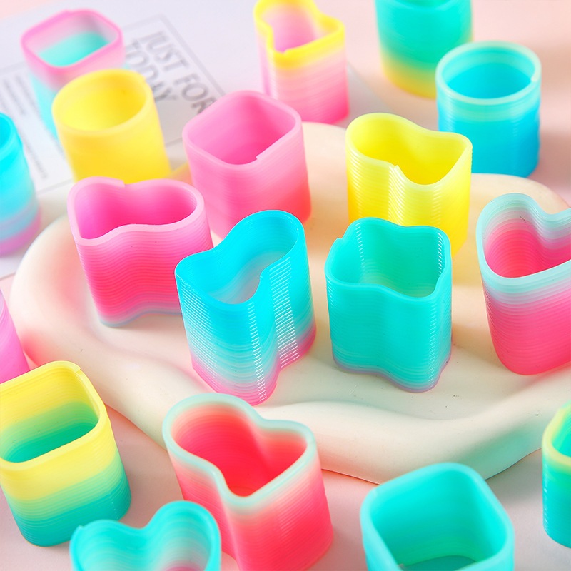 Taiwan color special-shaped spring ring shape rainbow ring love diamond ring elastic ring prize cross-border supply bulk