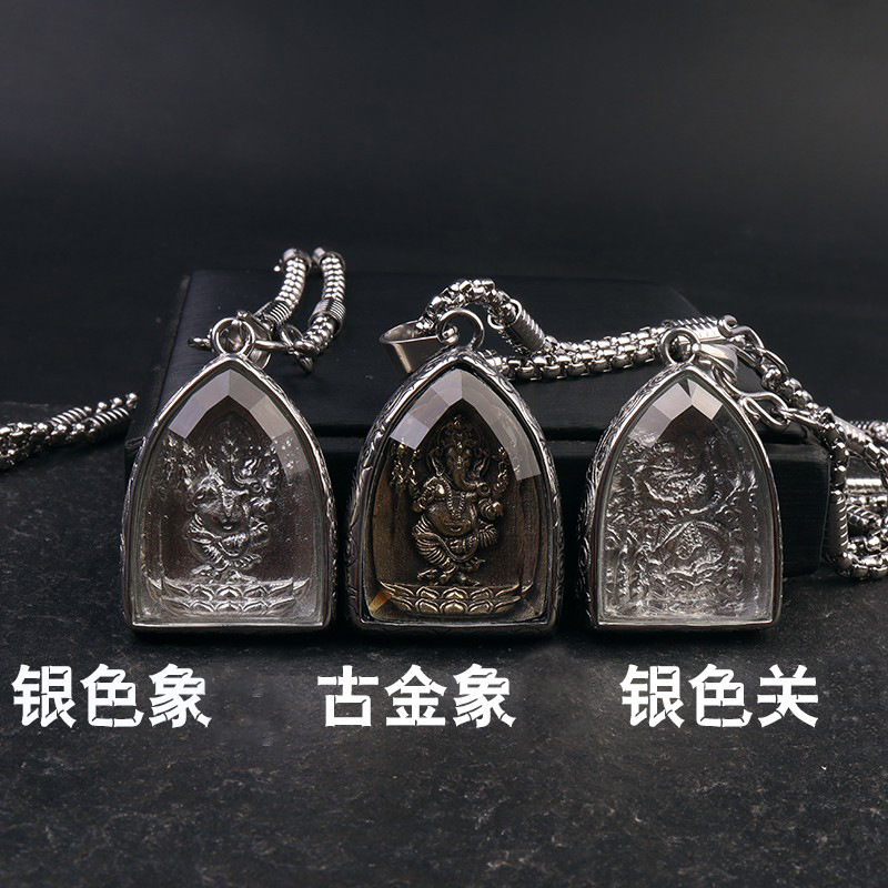 Thai Buddha Amulet Chain Daniel Chan Star's Same Style Titanium Steel Stainless Steel Special Identity Single Hanging Double Hanging Metal Pendant