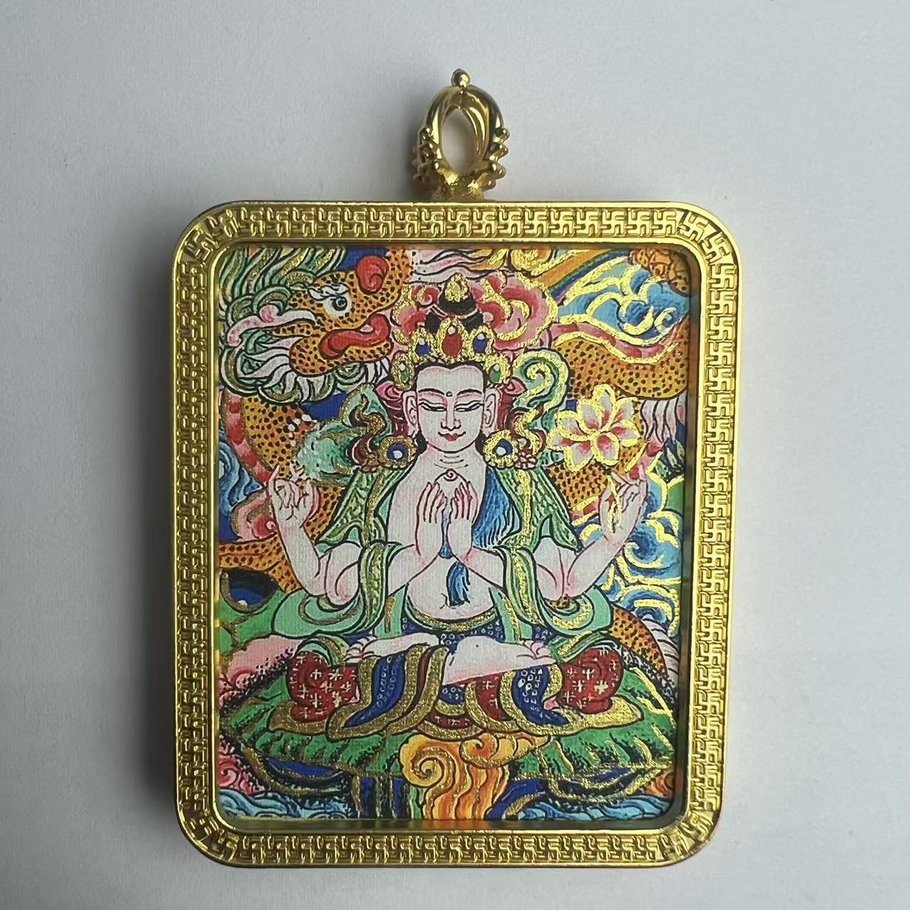 Xizang Lhasa hand-painted gold thangka eight patron saint twelve zodiac spring and summer pendant Nepal Buddha pendant