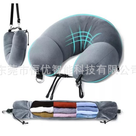 Cross-Border New Travel Pillow Can Be Filled with Clothes, Luggage Pillowcase, Soft Plush Filled Multi-Function U-Shaped Pillow