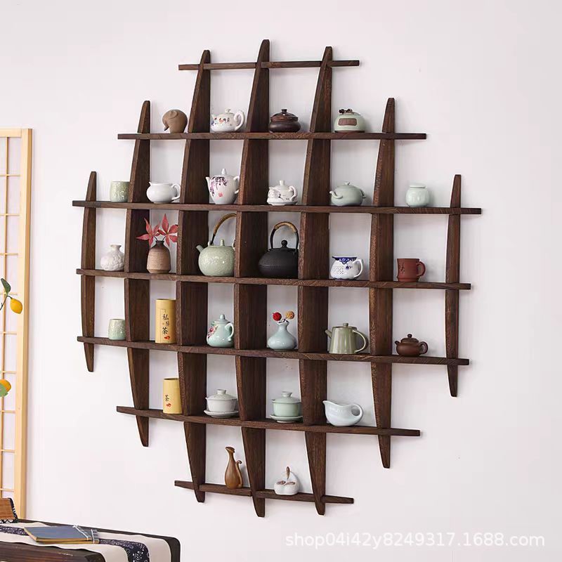 Современный минималистичный стеллаж из массива дерева, настенный стеллаж для хранения чая