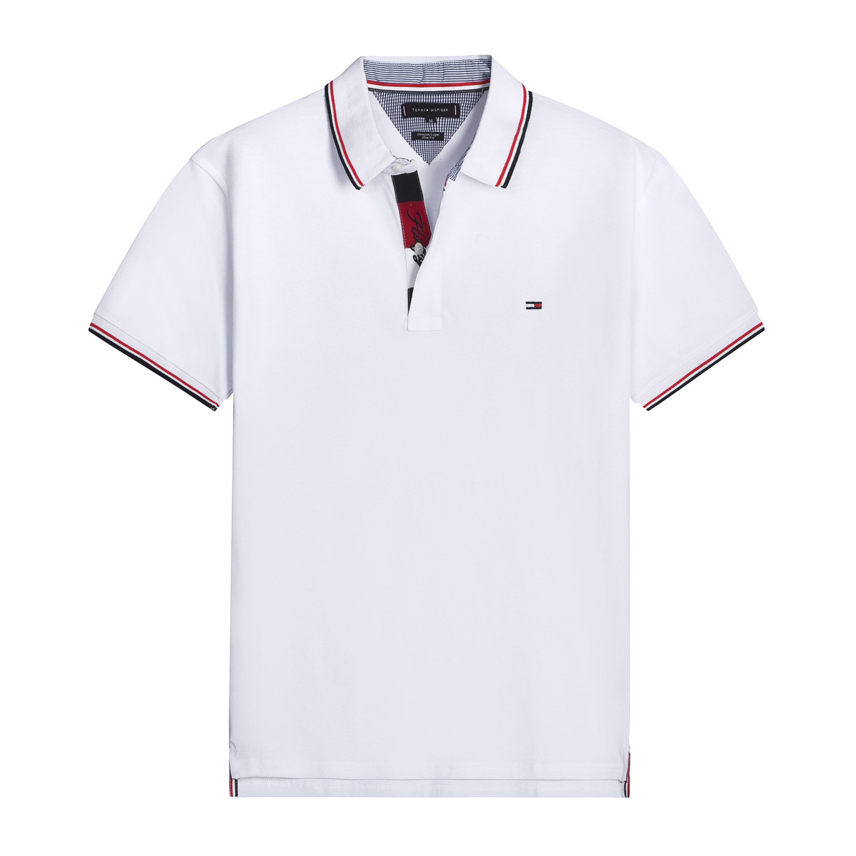 in stock Tommy Tommy Colorblock Polo Shirt Short-sleeved Men's Cotton Lapel Casual Fashion Loose plus size Short T-shirt