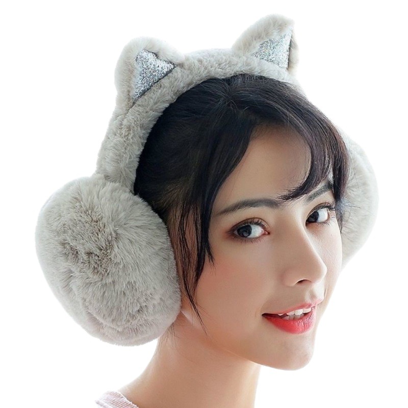 Earmuffs Warm Earmuffs Women's Autumn and Winter Korean Style Cute Student Earmuffs Cartoon Ear Protection Plush Ear Bag Anti-freeze Folding