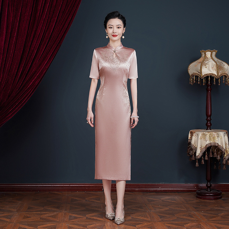 Spring and Autumn Mother Wedding Dress Noble Young Usually Wearing Foreign-style Happy Mother-in-law Wedding Dress Cheongsam dress