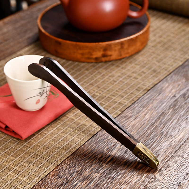 Зажим для чая из массива дерева, оптовая продажа, изогнутый зажим, чайный зажим, чайная ложка, лазерный логотип, запчасти для чайной церемонии