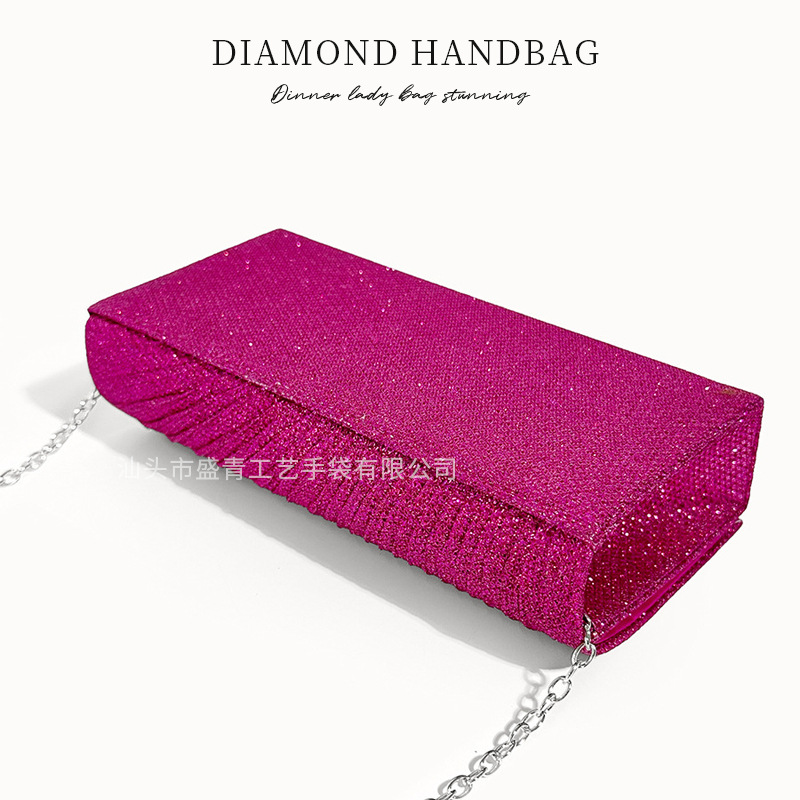 Spot Wholesale Spot Amazon Pleated Party Dinner Bag Mini Clutch Bag Niche Exquisite Glitter Bag for Women