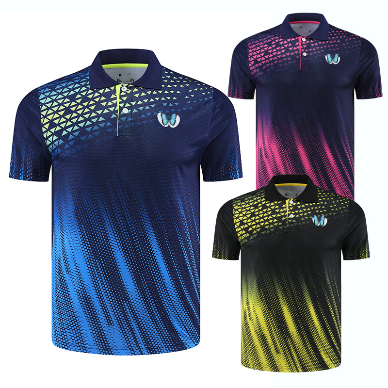 Новая одежда для настольного тенниса для мужчин и женщин, короткие рукава, быстросохнущая, дышащая, спортивная одежда для детей