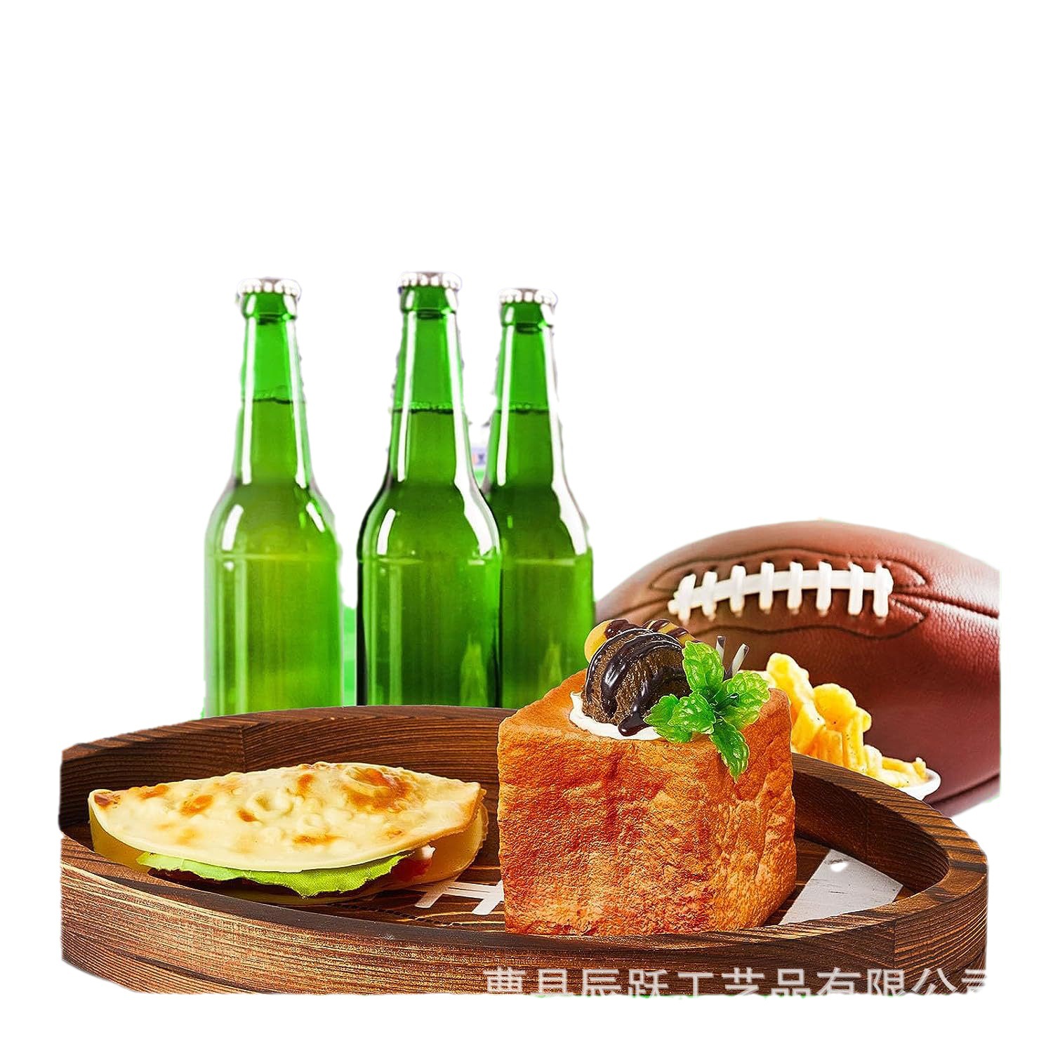 New serving tray wooden rugby shape storage tray queuing party cooked food plate desktop decoration