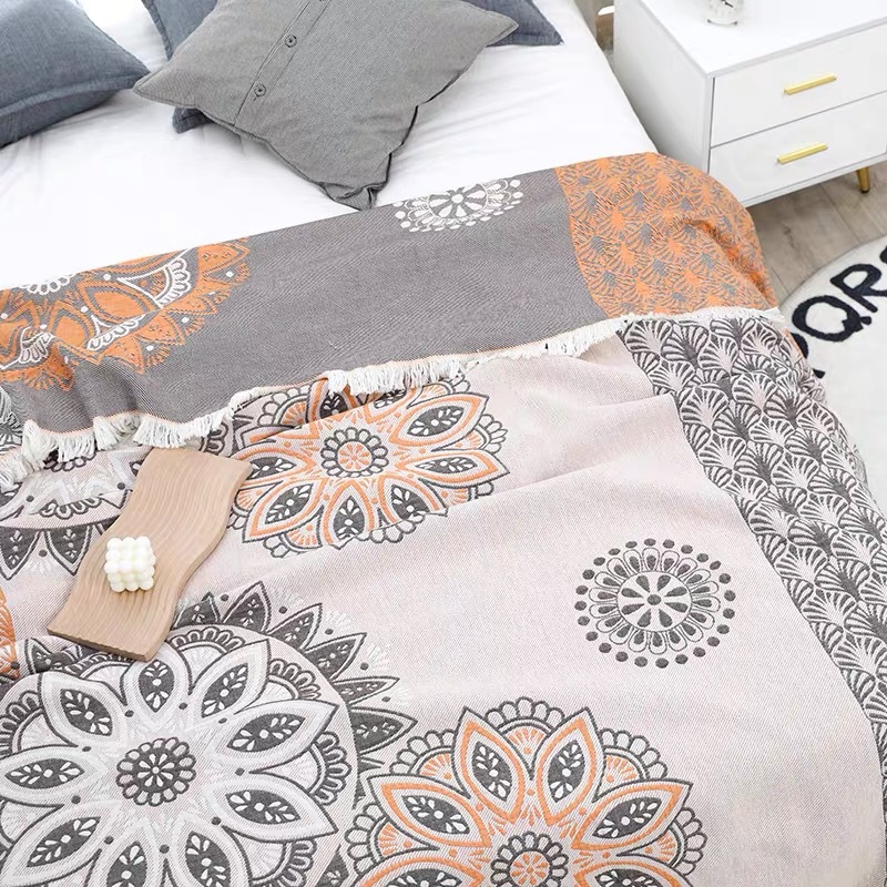 Pure Cotton Gauze Towel Quilt All Cotton Blanket Tassel Side Sofa Blanket Single and Double Air-conditioning Quilt