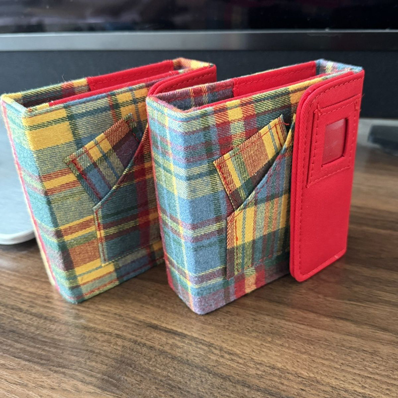 Маленькая красная книга, альбом для карточек, цветные синие и розовые клеточки, альбом для хранения звездных карточек, новый стиль ткани